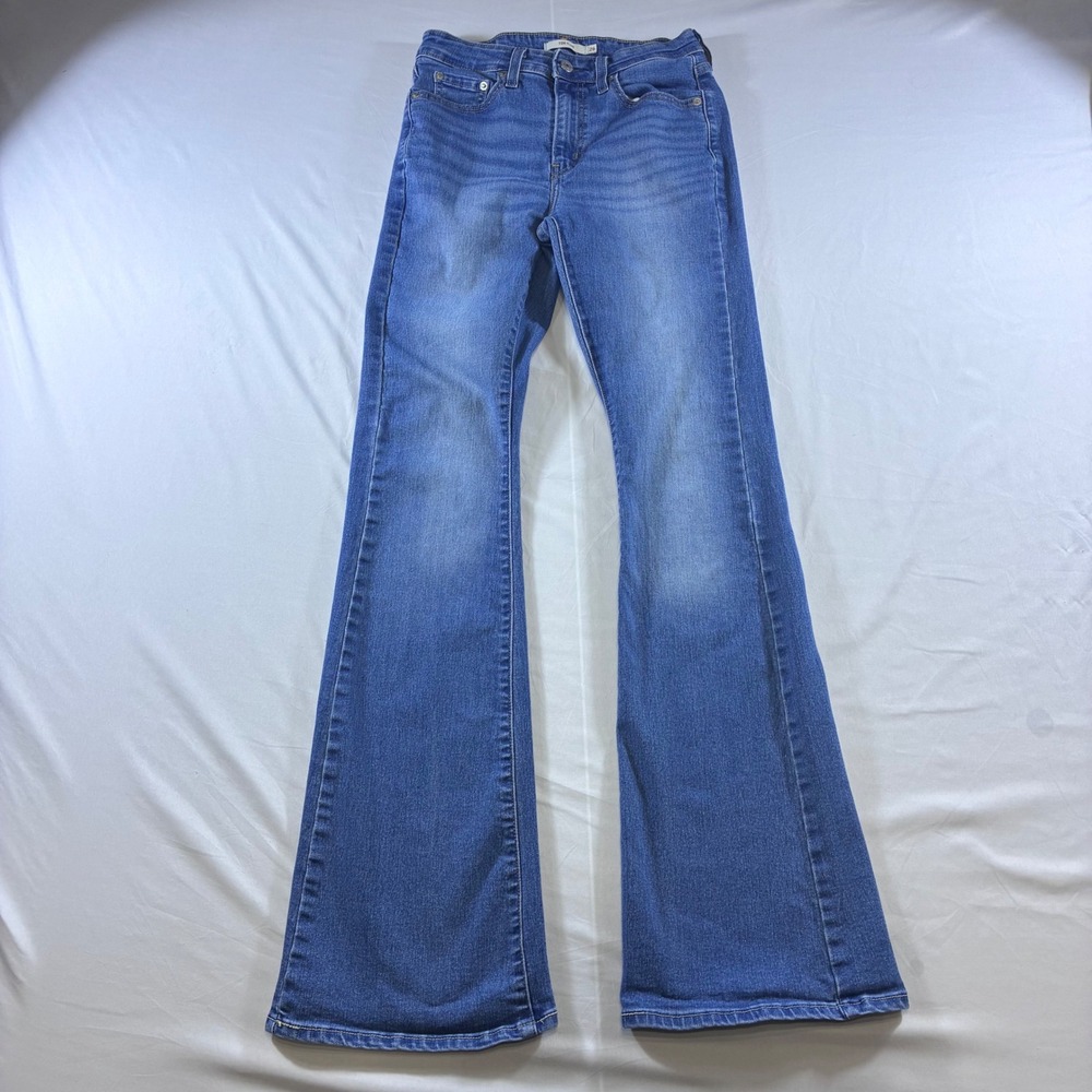 Levis 726 High Rise Flare Jeans Medium Wash Denim Blue W26 L34 A3410-0115